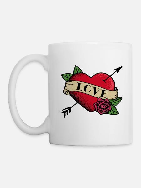 Heart Tattoo Love - Mug - white