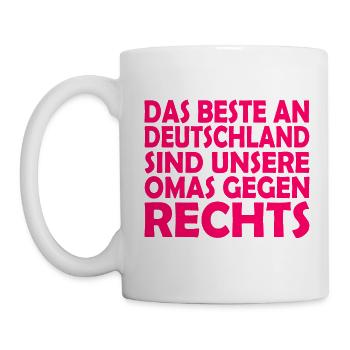 beste an deutschland sind unsere omas gegen rechts - Tasse - Weiß - Links