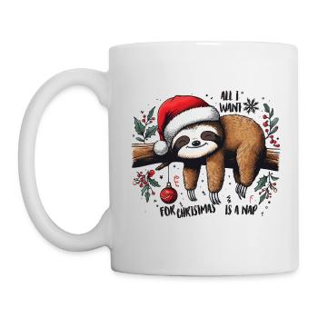 Sloth All I want for Christmas is a nap - Mug - white - Left