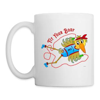 Schräger Vogel Seilspringen Fitness mit Humor - Tasse - Weiß - Links