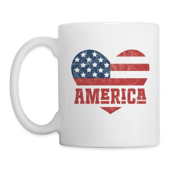 America Flag Heart - Mug - white - Left