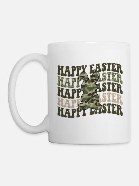 Camouflage Osterhase – Niedlicher Tarnhase - Tasse - Weiß