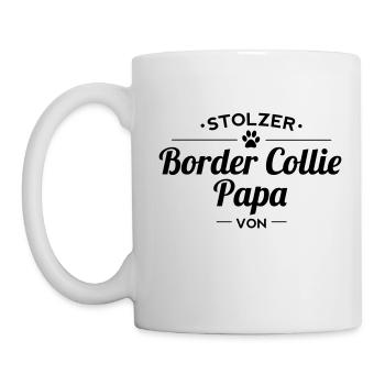 Border Collie-Papa Wunschname - Tasse - Weiß - Links