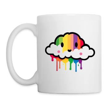 Cute Cloud Raining Rainbow Colors - Mug - white - Left