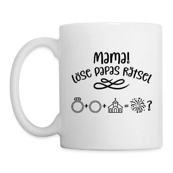 Mama löse Papas Rätsel! Heiratsantrag mit Kind! - Tasse - Weiß - Links