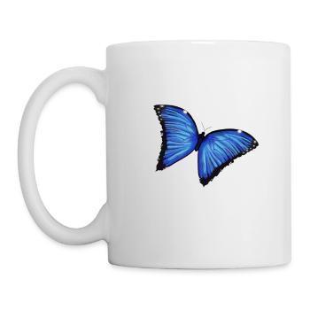 Blaue Schmetterlingsliebe - Tasse - Weiß - Links