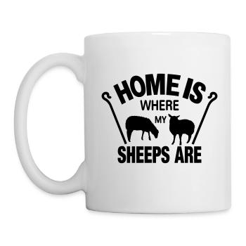 Schafe Schaf Schäfer Geschenkidee lustig Home is - Tasse - Weiß - Links