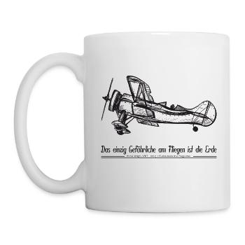 Flugzeug Propeller Old Timer Pilot-Spruch, schwarz - Tasse - Weiß - Links