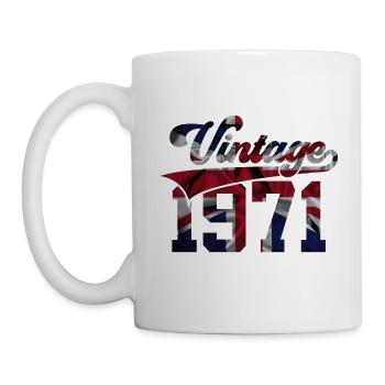 55E ANNIVERSAIRE DU VINTAGE AU ROYAUME-UNI EN 1971 - Mug blanc - blanc - Gauche