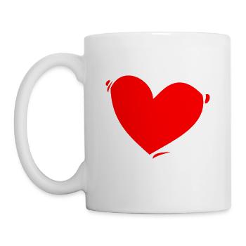 Rotes Herz - Tasse - Weiß - Links