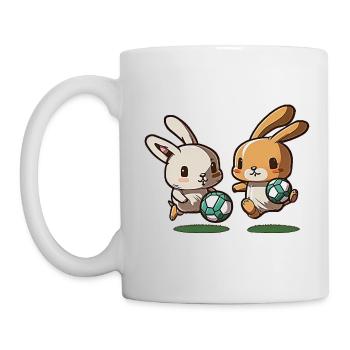 Les lapins jouent au football Bunny Ball Sports - Mug blanc - blanc - Gauche