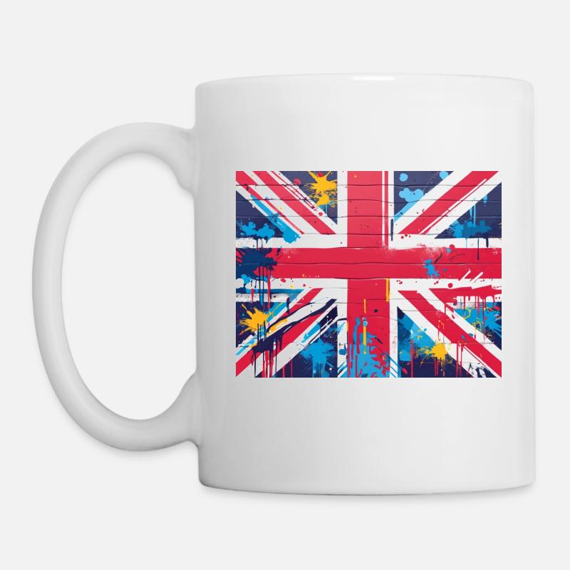 Britische Flagge Graffiti Kunst - Tasse - Weiß