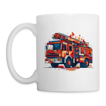 Polygon Feuerwehrauto mit Drehleiter Feuerwehr - Tasse - Weiß - Links