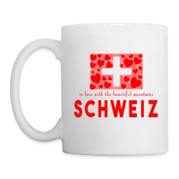 Schweiz Herzen - Tasse - Weiß - Links