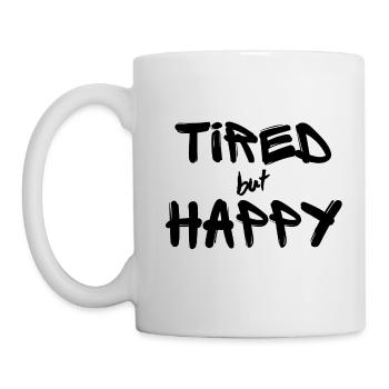 Tired but Happy black - Mug - white - Left
