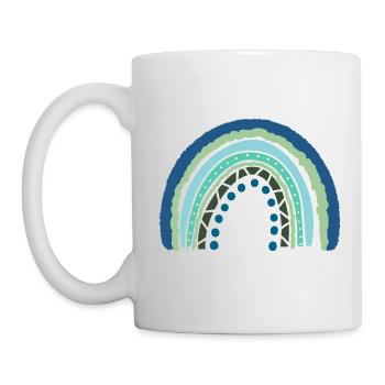 Bleu Arc-en-ciel vert avec des points - Mug blanc - blanc - Gauche