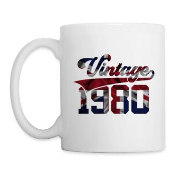 46E ANNIVERSAIRE VINTAGE AU ROYAUME-UNI DES ANNÉES 1980 - Mug blanc - blanc - Gauche