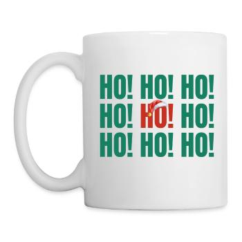 Grün Santa Typografie Weihnachten Ho Ho Ho Mütze - Tasse - Weiß - Links