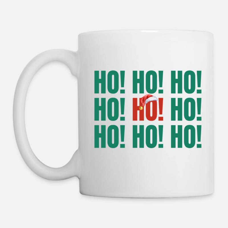 Typographie du Père Noël vert Ho Ho Ho Ho Beanie - Mug blanc - blanc
