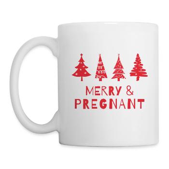 Fröhlich und schwanger an Weihnachten - Tasse - Weiß - Links