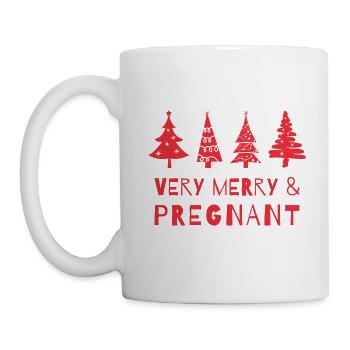Fröhlich und schwanger an Weihnachten - Tasse - Weiß - Links