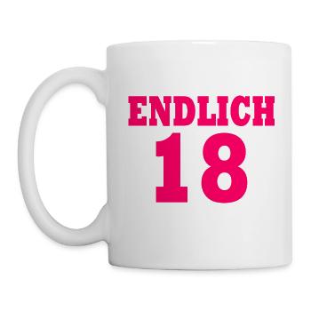 Endlich 18 - Tasse - Weiß - Links
