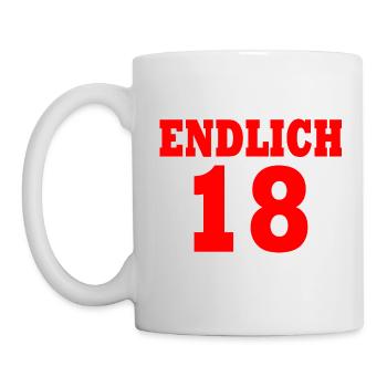 Endlich 18 - Tasse - Weiß - Links