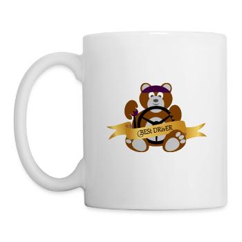 Nounours, ours, voiture, chauffeur, cool, grizzly, patte - Mug blanc - blanc - Gauche