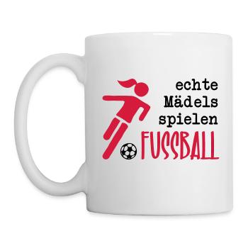 Echte Mädels spielen Fußball - Tasse - Weiß - Links