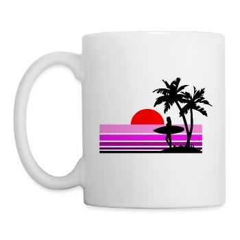 Surfer Girl bei Sonnenuntergang - Tasse - Weiß - Links