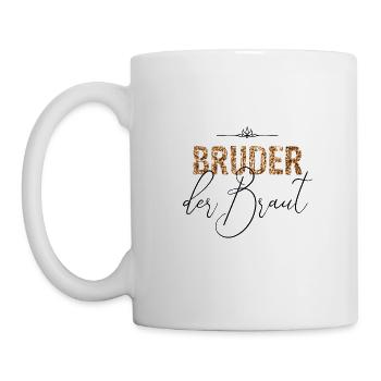 Bruder der Braut JGA Hochzeit Geschenk Glitzer - Tasse - Weiß - Links