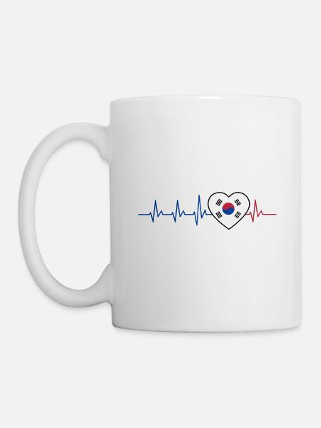HERZSCHLAG SÜDKOREA KOREA EKG FLAGGE GESCHENK - Tasse - Weiß