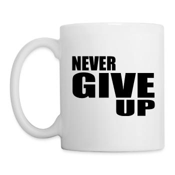 Never give up - Tasse - Weiß - Links
