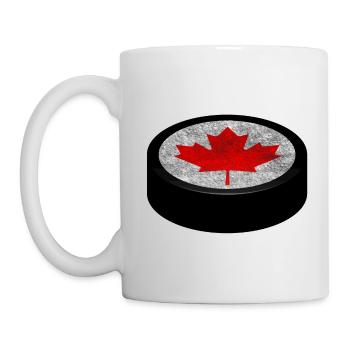 Rondelle de hockey d’Équipe Canada - Mug blanc - blanc - Gauche