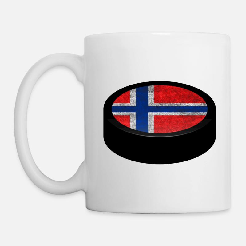 Team Norwegen Eishockey Puck - Tasse - Weiß