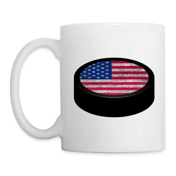 Rondelle de hockey de l’équipe des États-Unis - Mug blanc - blanc - Gauche