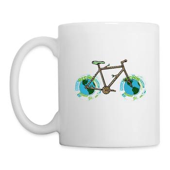 Planet Bike, Ästhetisches grünes Planet Earth Fahrrad - Tasse - Weiß - Links