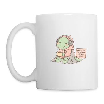 Support Dino – Douillette certifiée - Mug blanc - blanc - Gauche