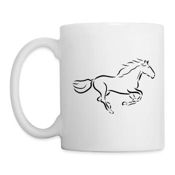 galoppierendes Pferd Hengst Stute reiten Zeichnung - Tasse - Weiß - Links