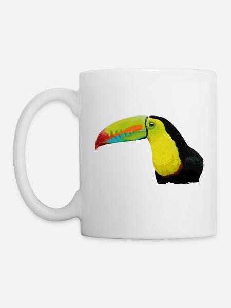Tukan mit grüner Rechnung - Tasse - Weiß