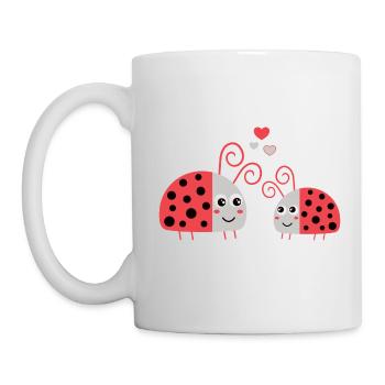 Mom/Dad Ladybug with Child Heart Points - Mug - white - Left