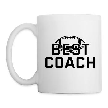 BEST COACH - American Football T-Shirt - Tasse - Weiß - Links