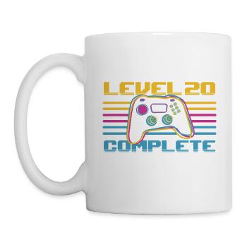 20 Geburtstag Level 20 Complete 20 Jahre Gamer - Tasse - Weiß - Links