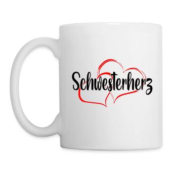 Schwesterherz - Doppelherz - Tasse - Weiß - Links