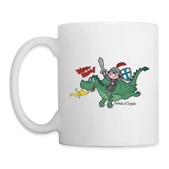 Kleiner Ritter und sein Freund, der Drache - Tasse - Weiß - Links