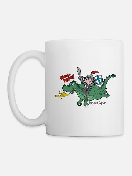Kleiner Ritter und sein Freund, der Drache - Tasse - Weiß