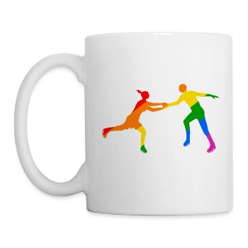 Duo de patineurs colorés - Mug blanc - blanc - Gauche
