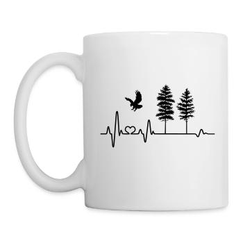 Herzschlag Adler Natur Wildnis Wald Baum Bäume EKG - Tasse - Weiß - Links