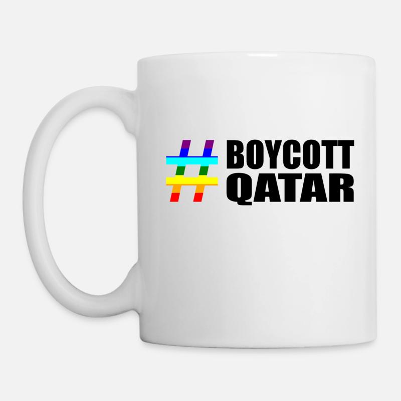 Boycott Qatar Spruch Sprüche Regenbogen - Tasse - Weiß