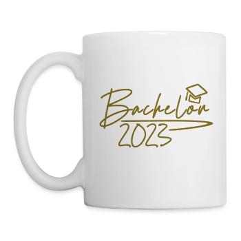 Bachelor 2023 police dorée - Mug blanc - blanc - Gauche